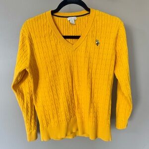 Golden Yellow Polo Cable Knit Sweater